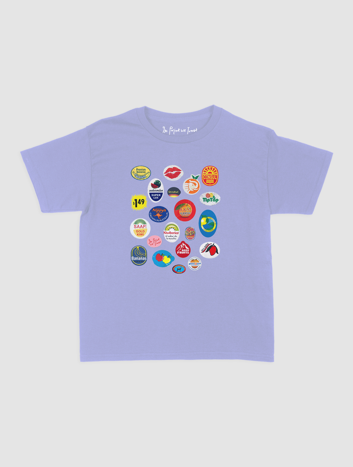 fruit stickers baby tee - In Print We Trust