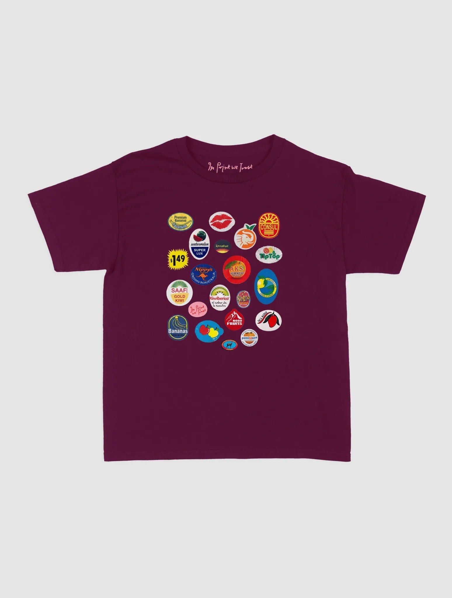 fruit stickers baby tee - In Print We Trust