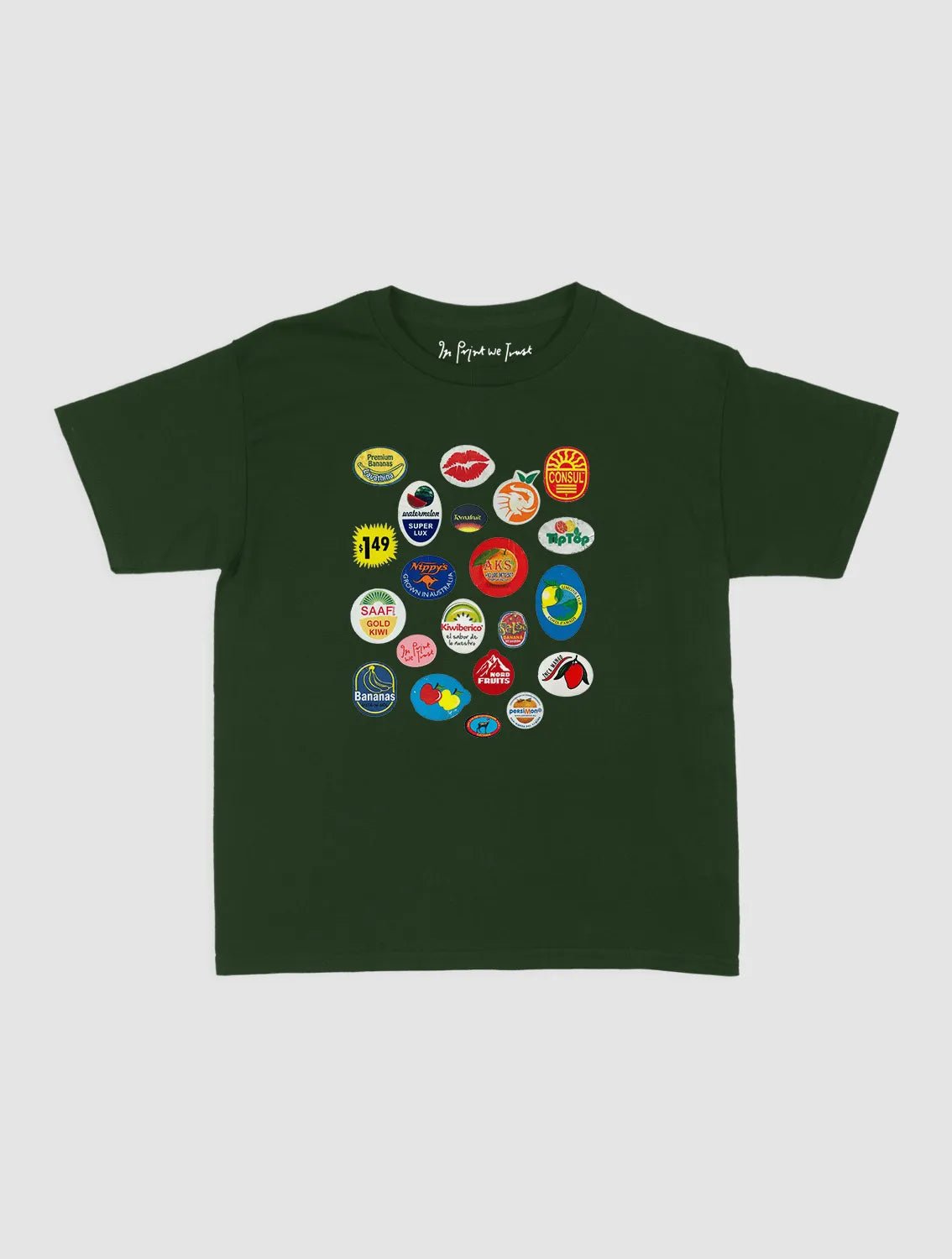 fruit stickers baby tee - In Print We Trust