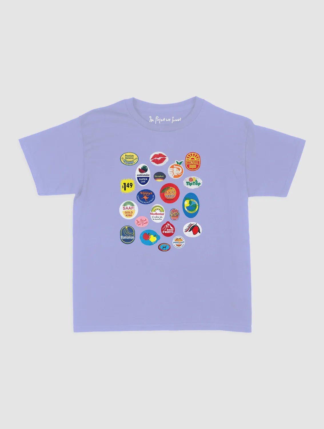 fruit stickers baby tee - In Print We Trust