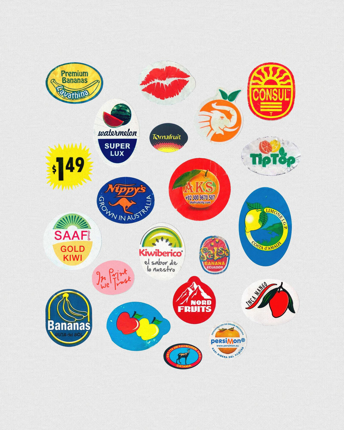 fruit stickers heavyweight tee - In Print We Trust