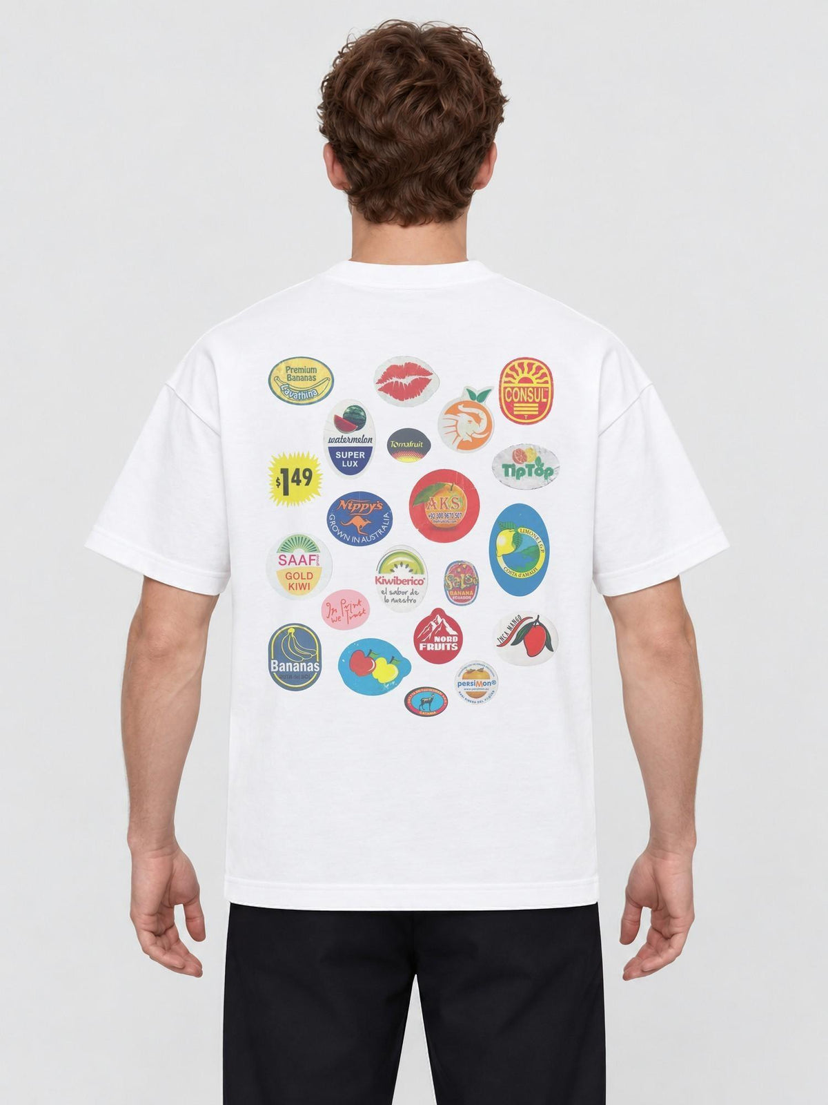 fruit stickers heavyweight tee - In Print We Trust