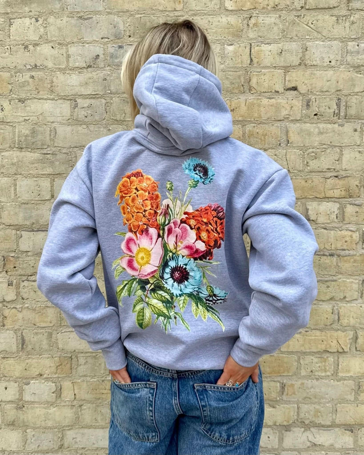 full bloom grey hoodie - In Print We Trust