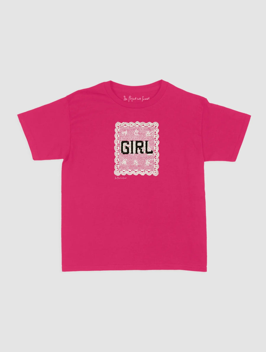 girl crochet baby tee - In Print We Trust