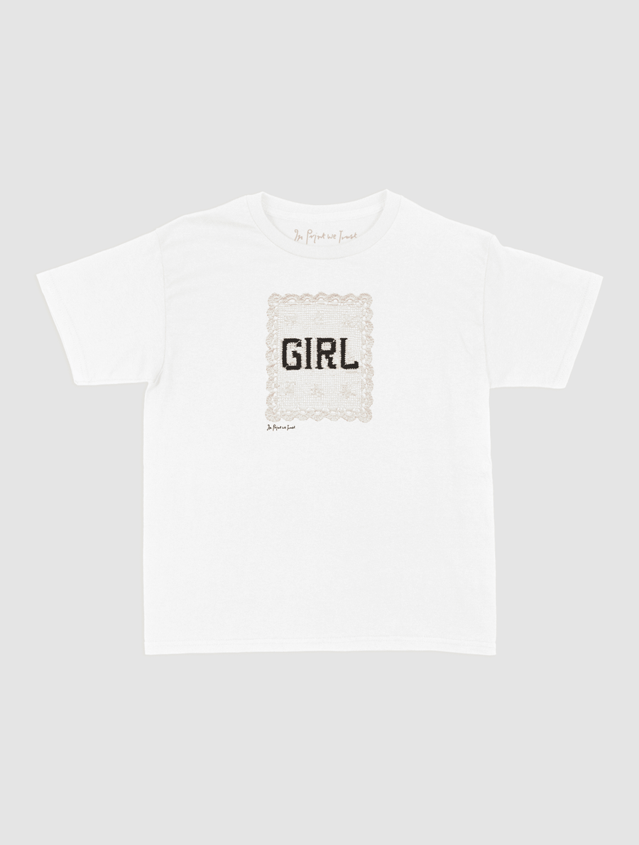 girl crochet baby tee - In Print We Trust