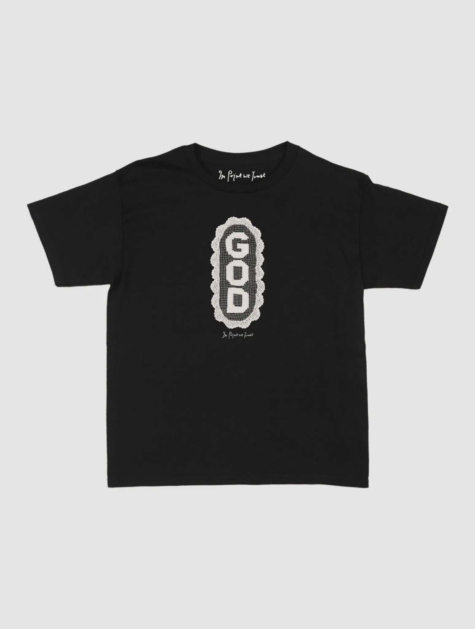 god crochet baby tee - In Print We Trust