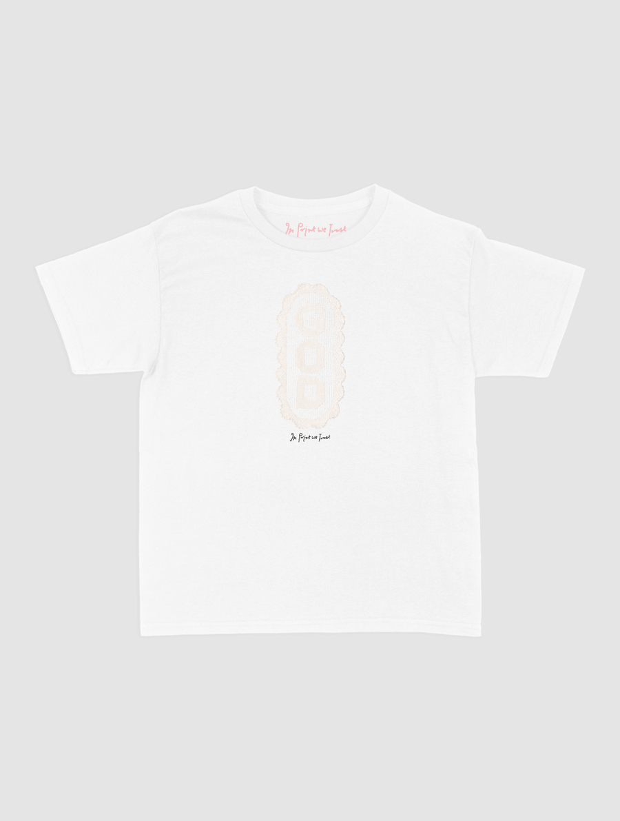 god crochet baby tee - In Print We Trust
