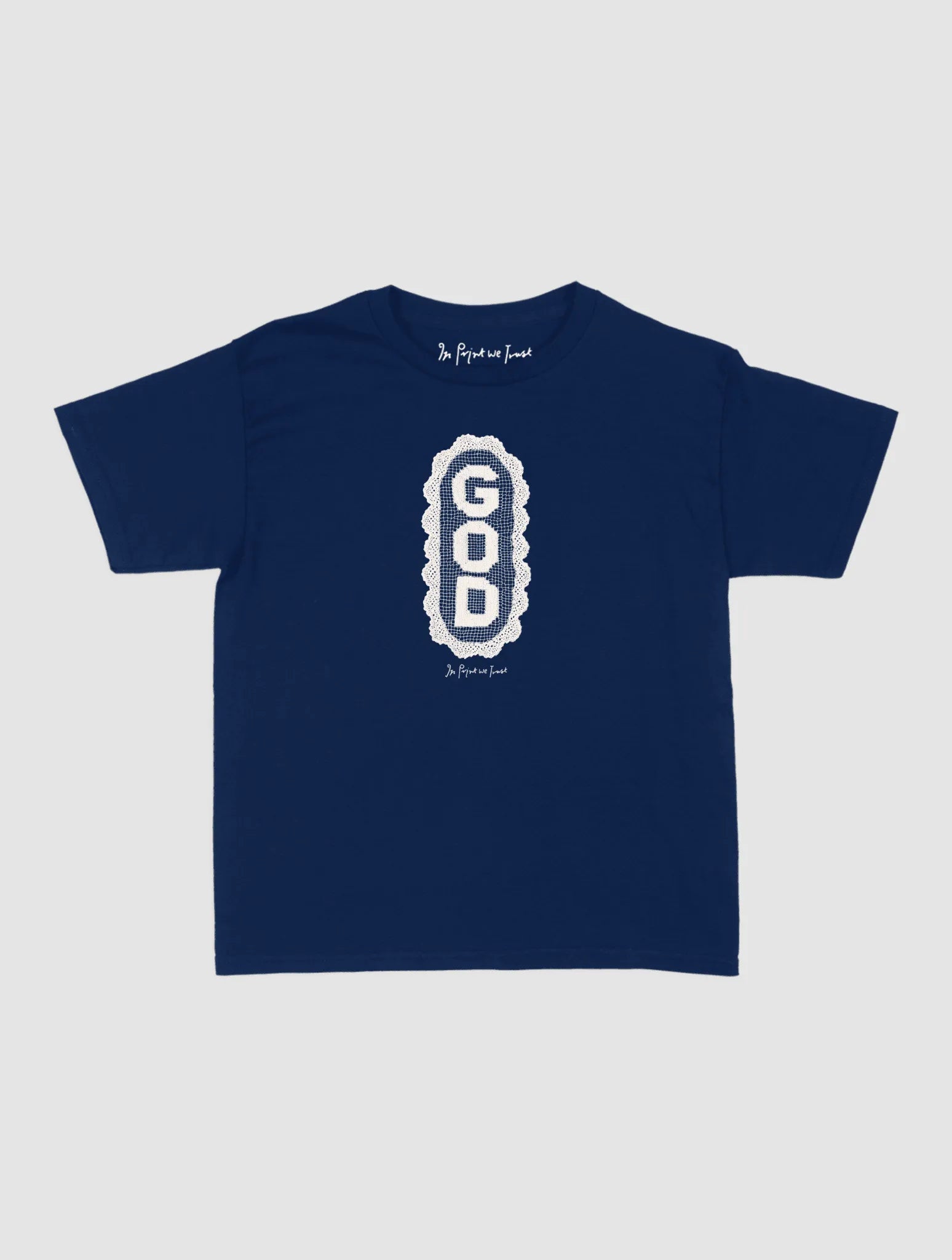 god crochet baby tee - In Print We Trust