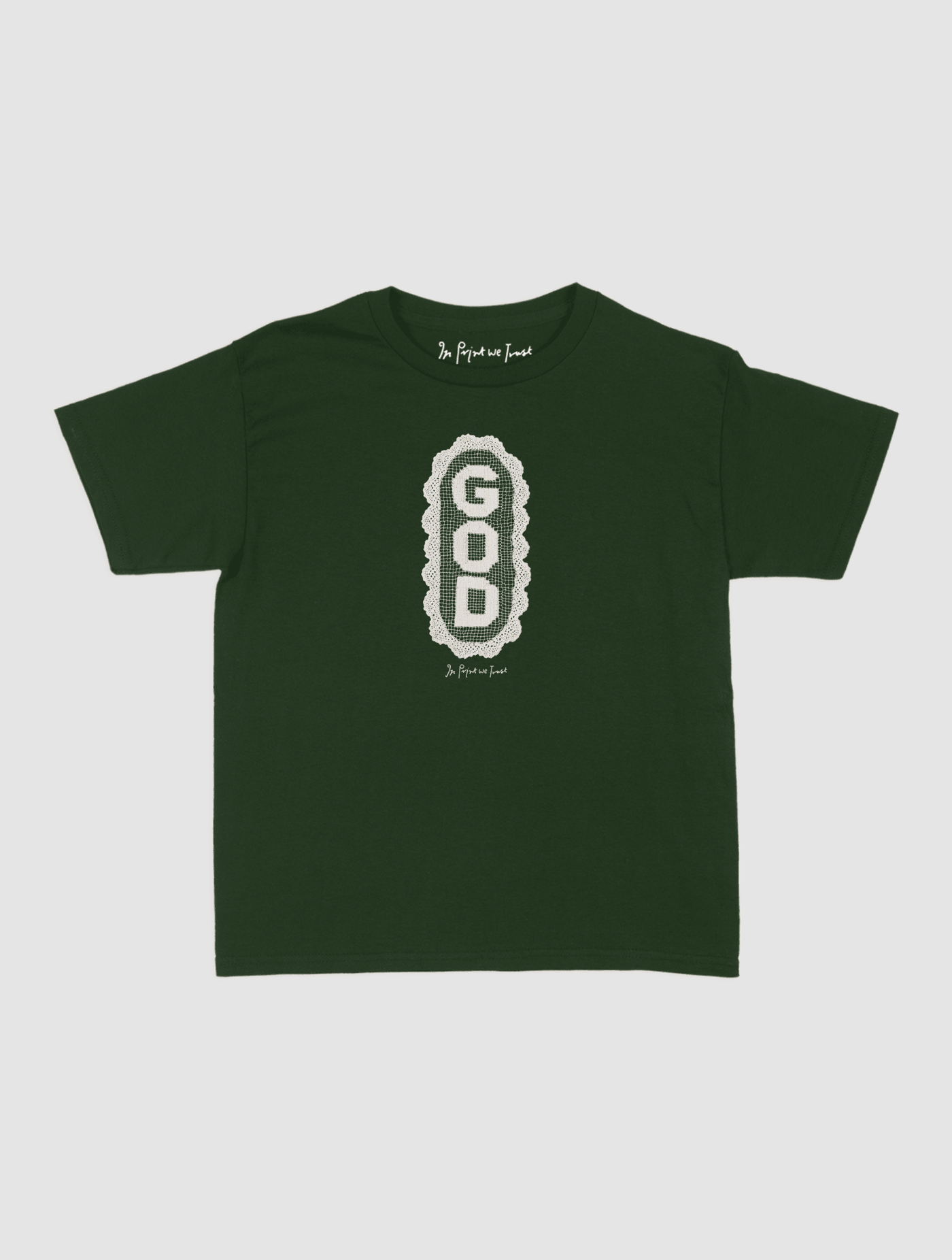 god crochet baby tee - In Print We Trust