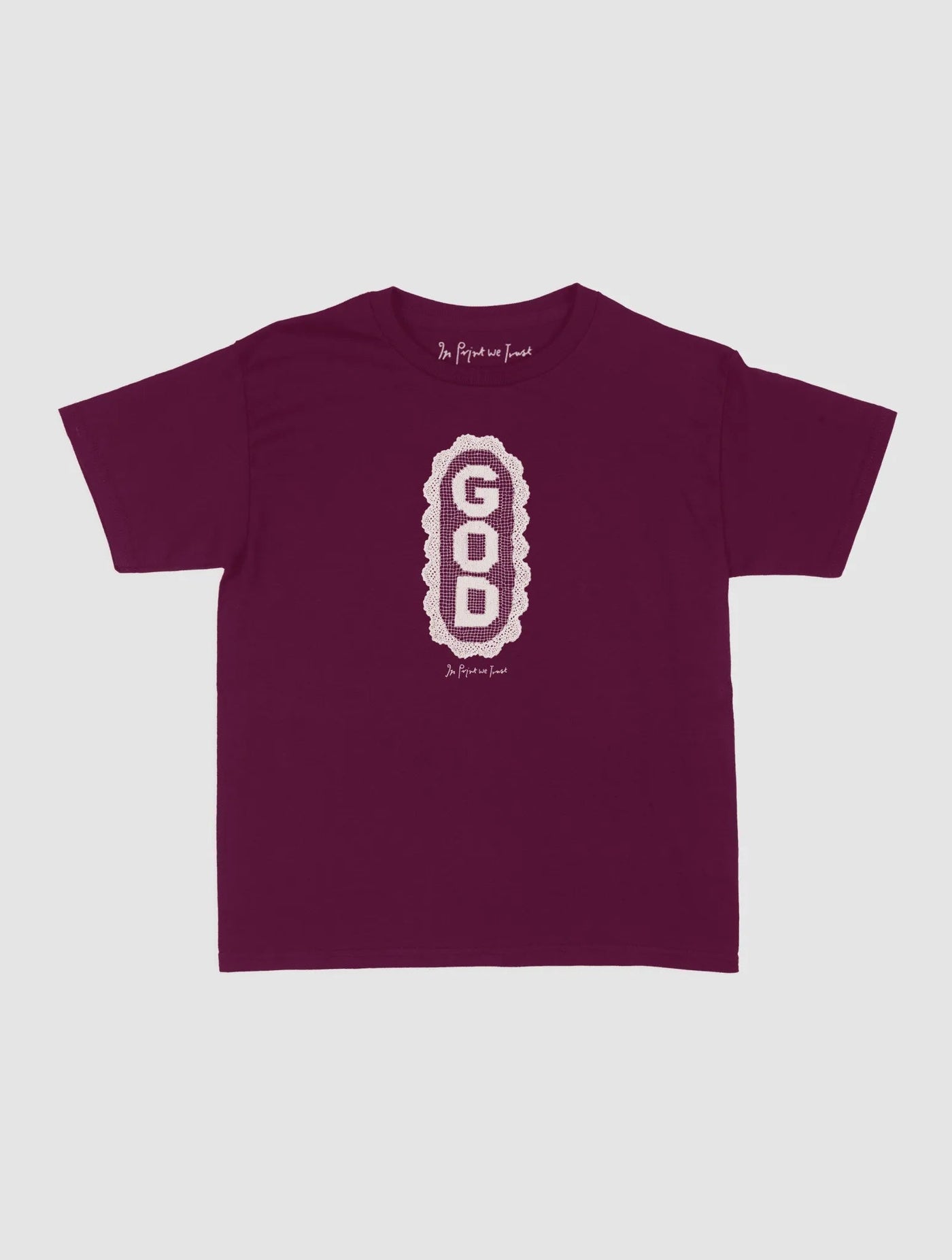 god crochet baby tee - In Print We Trust