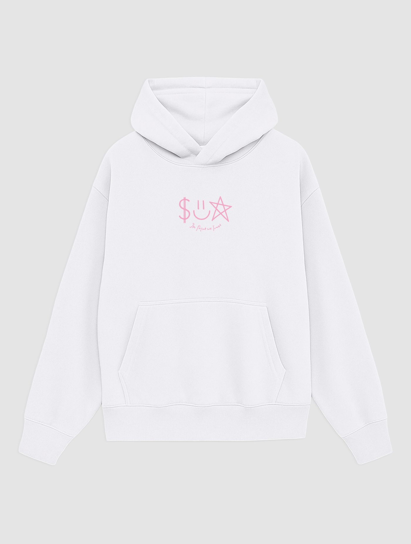 happy white hoodie - In Print We Trust