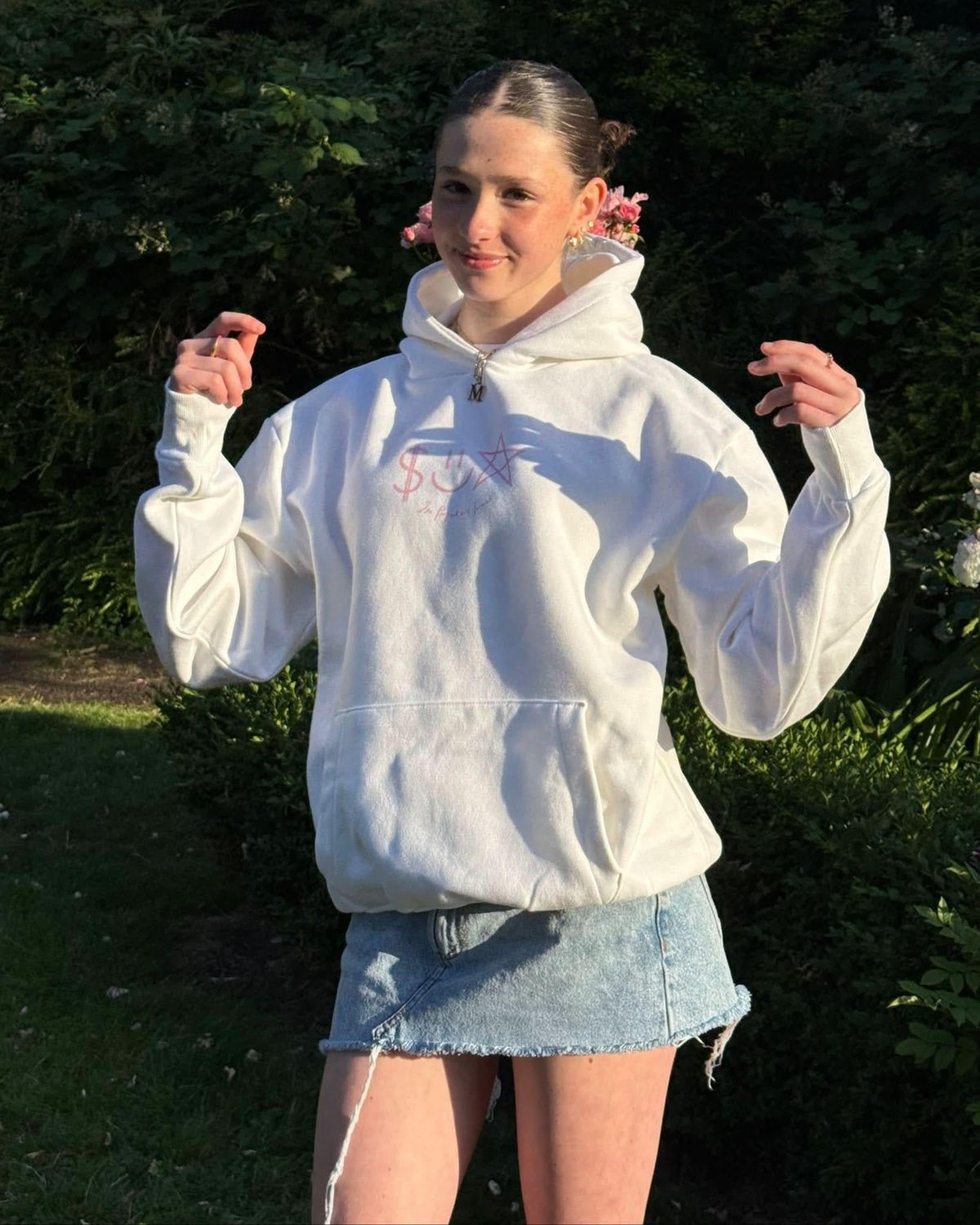 happy white hoodie - In Print We Trust