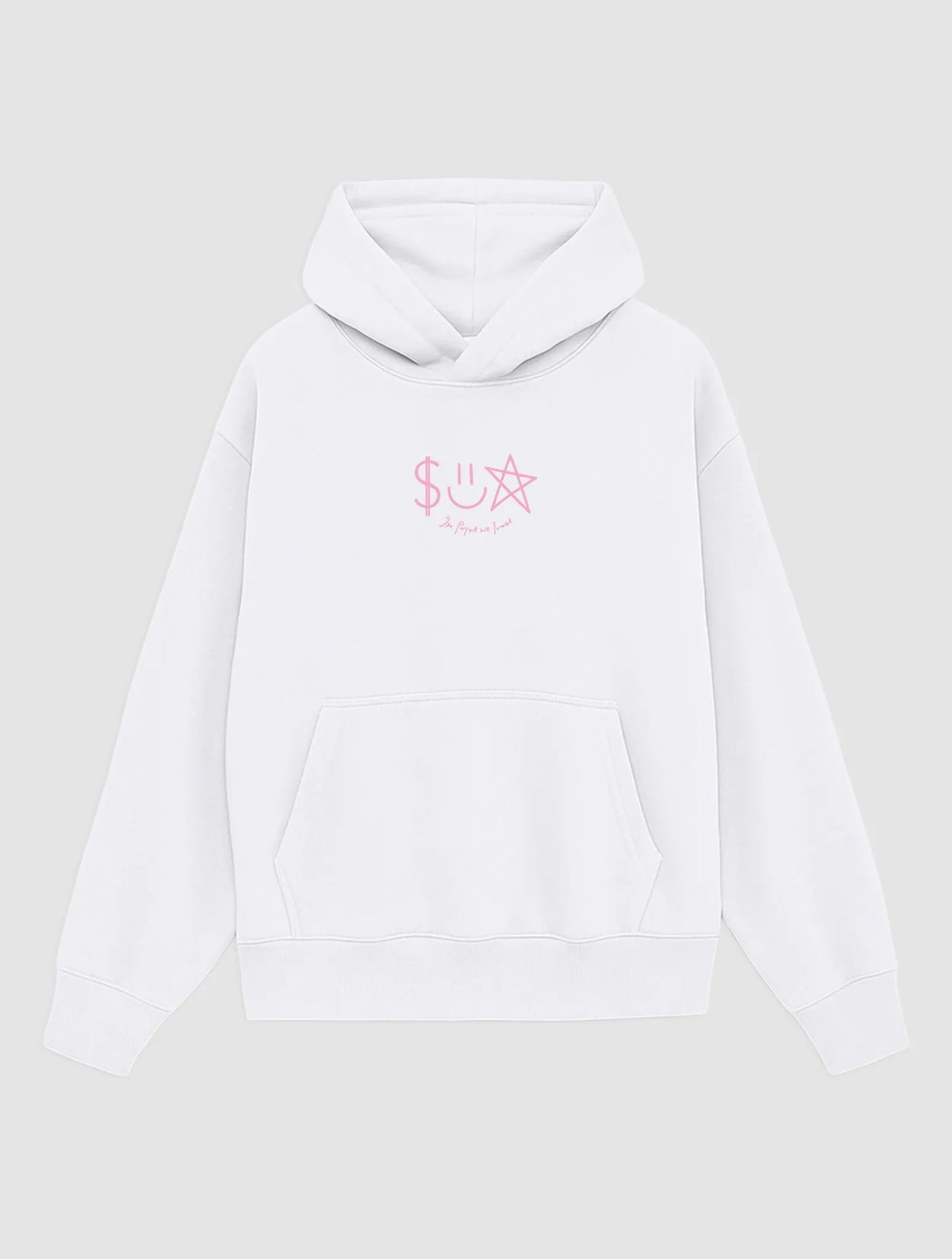 happy white hoodie - In Print We Trust