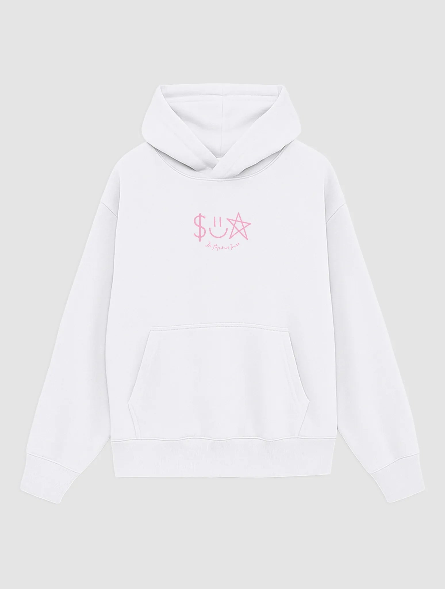 happy white hoodie - In Print We Trust