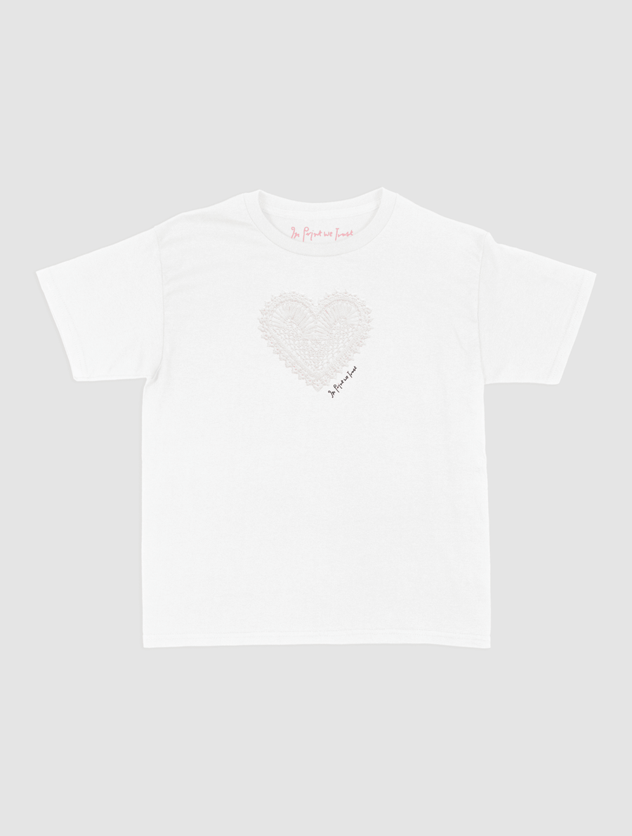 heart crochet baby tee - In Print We Trust