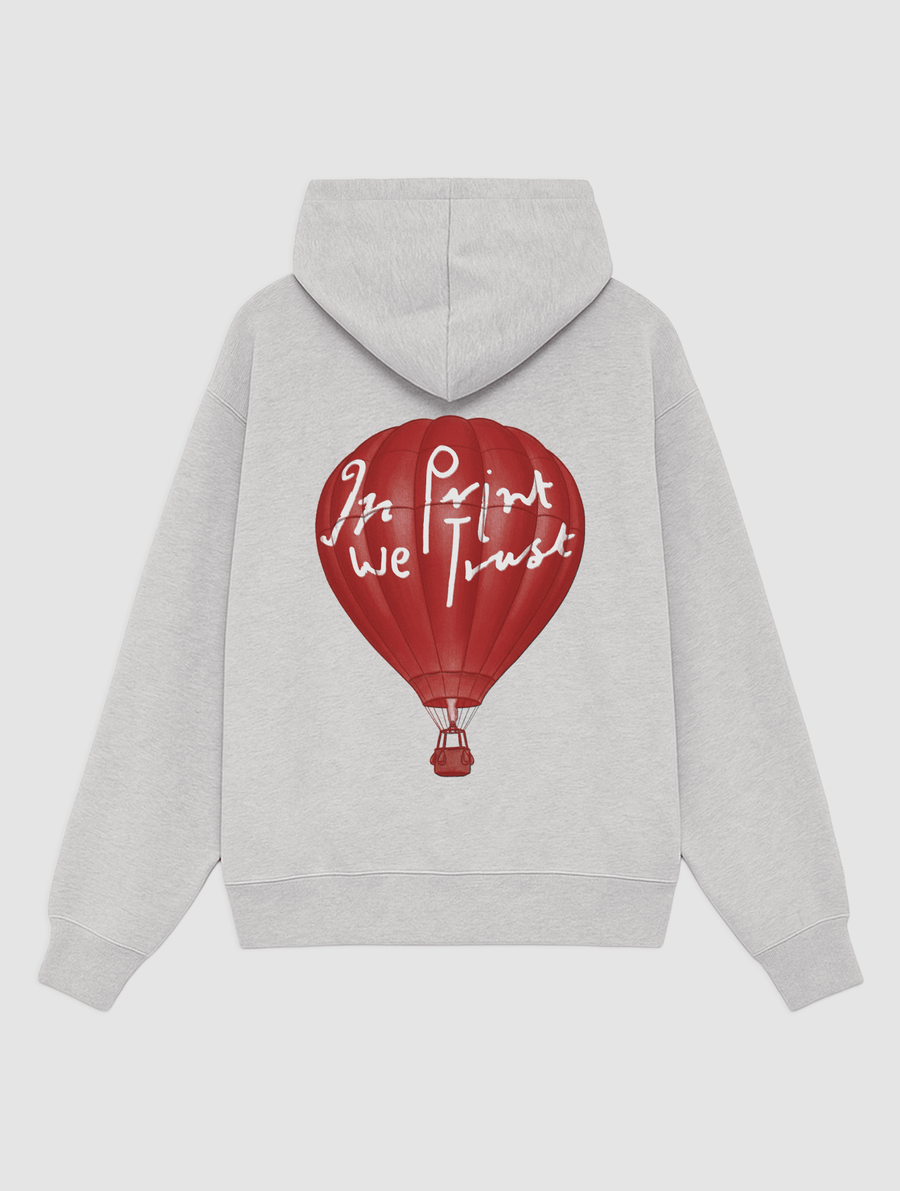 hot air balloon grey hoodie - In Print We Trust