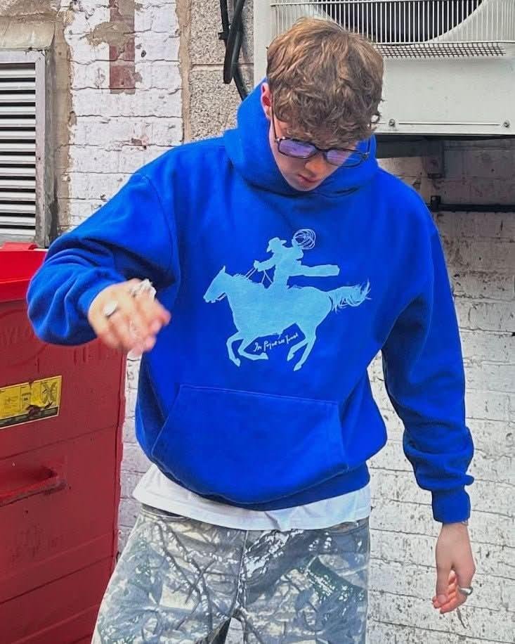 howdy blue hoodie - In Print We Trust
