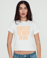 always late baby tee - In Print We Trust