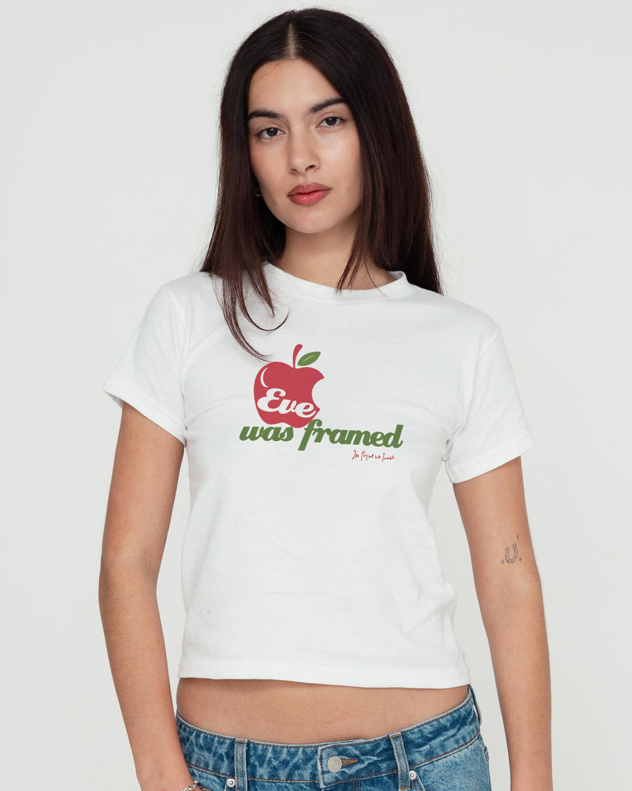 eve was framed baby tee - In Print We Trust