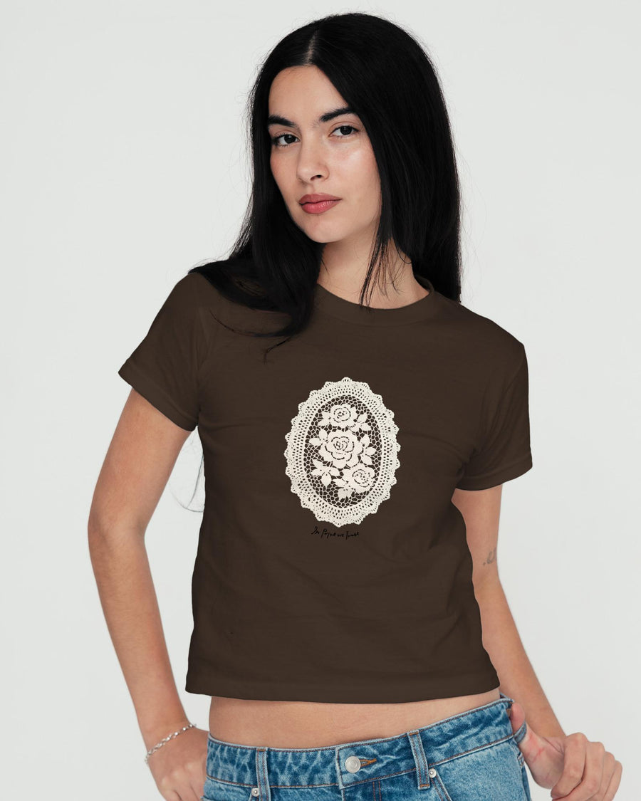 floral crochet baby tee - In Print We Trust