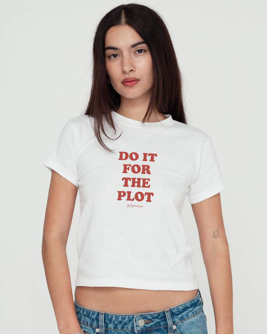 for the plot baby tee - In Print We Trust
