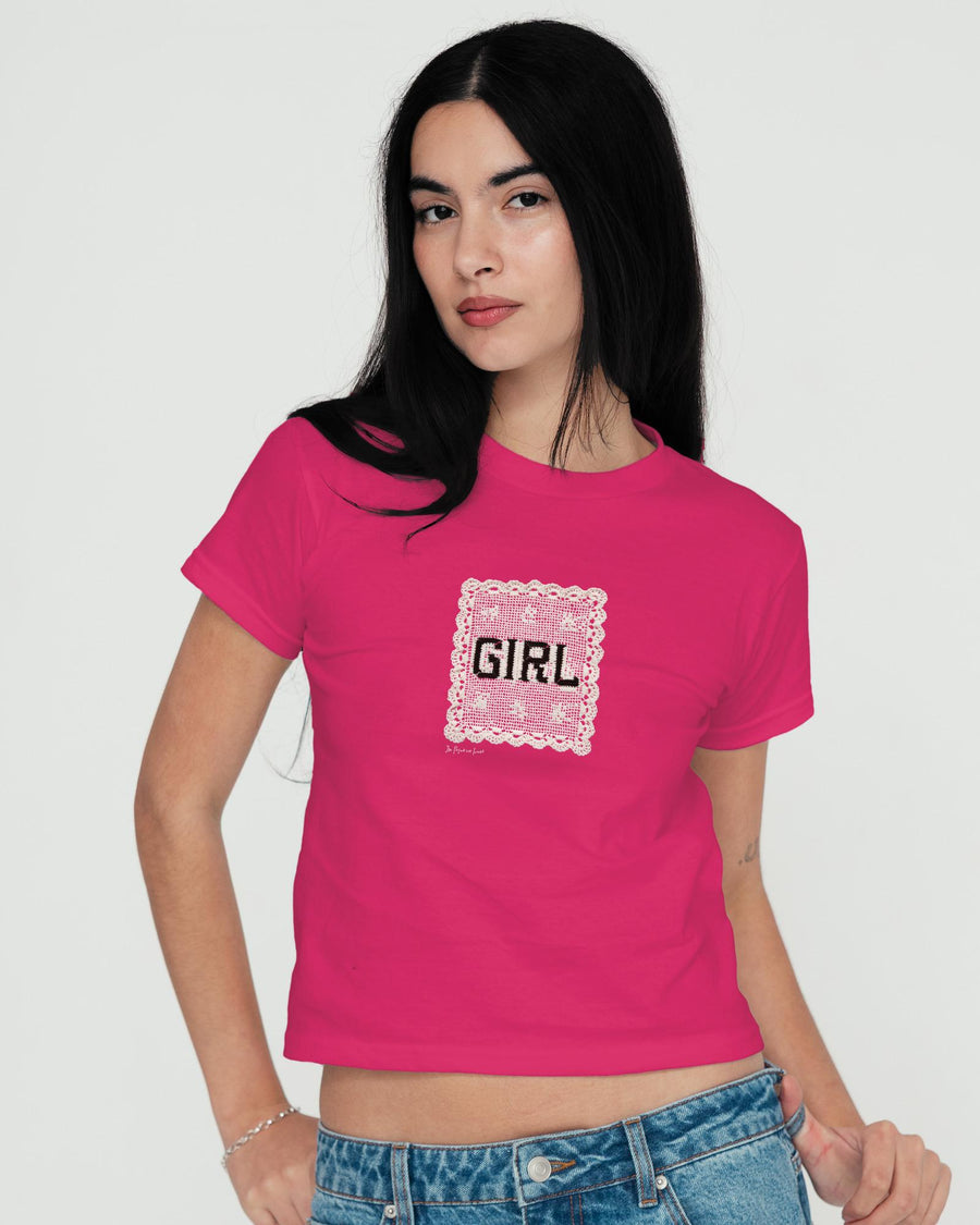 girl crochet baby tee - In Print We Trust