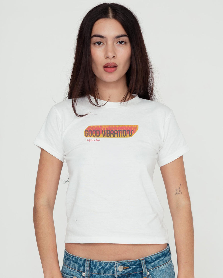 good vibrations baby tee - In Print We Trust