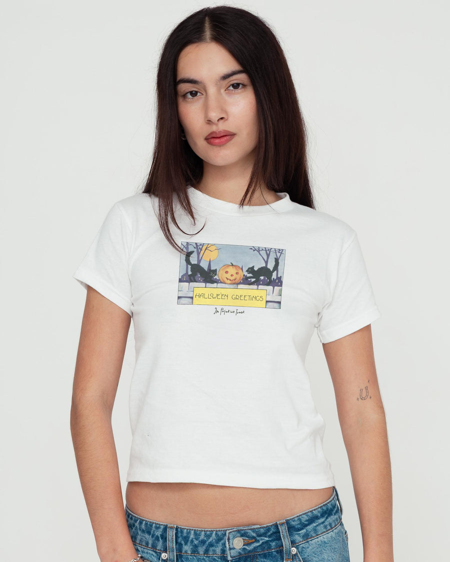 halloween greetings baby tee - In Print We Trust