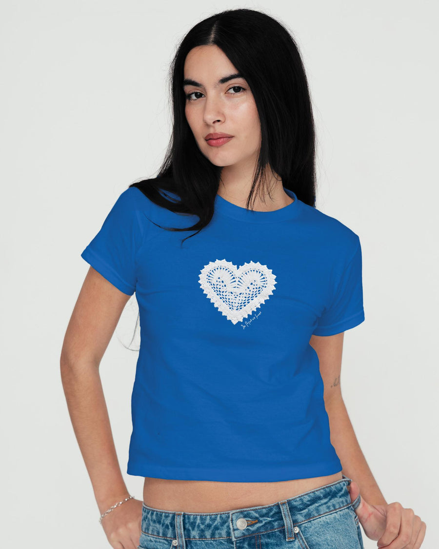 heart crochet baby tee - In Print We Trust