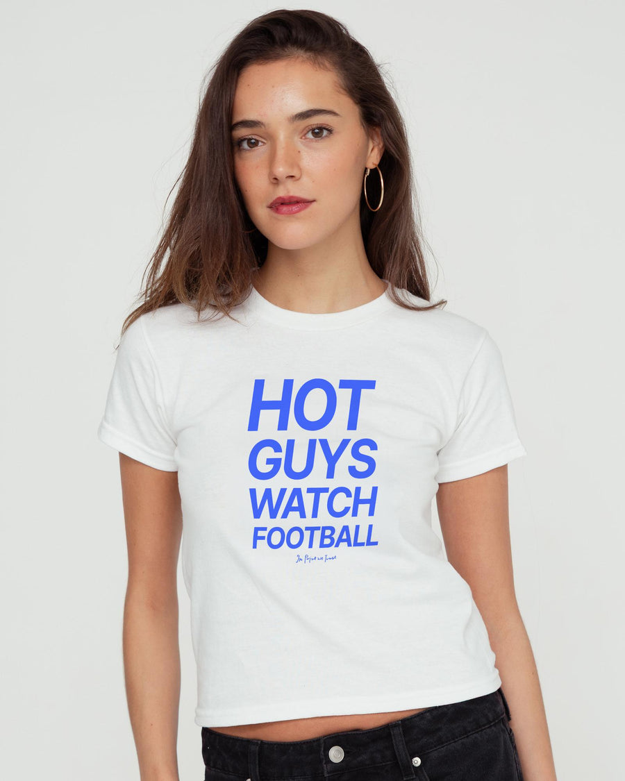 hot guys watch football baby tee - In Print We Trust