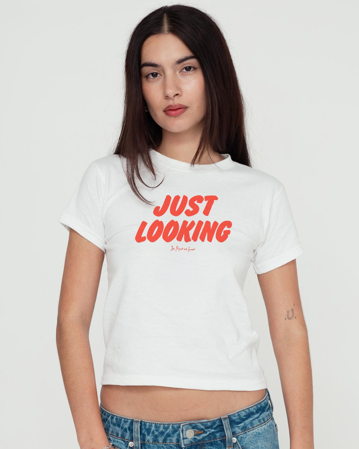just looking baby tee - In Print We Trust