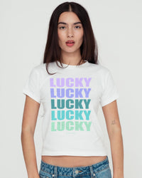 lucky x 5 baby tee - In Print We Trust