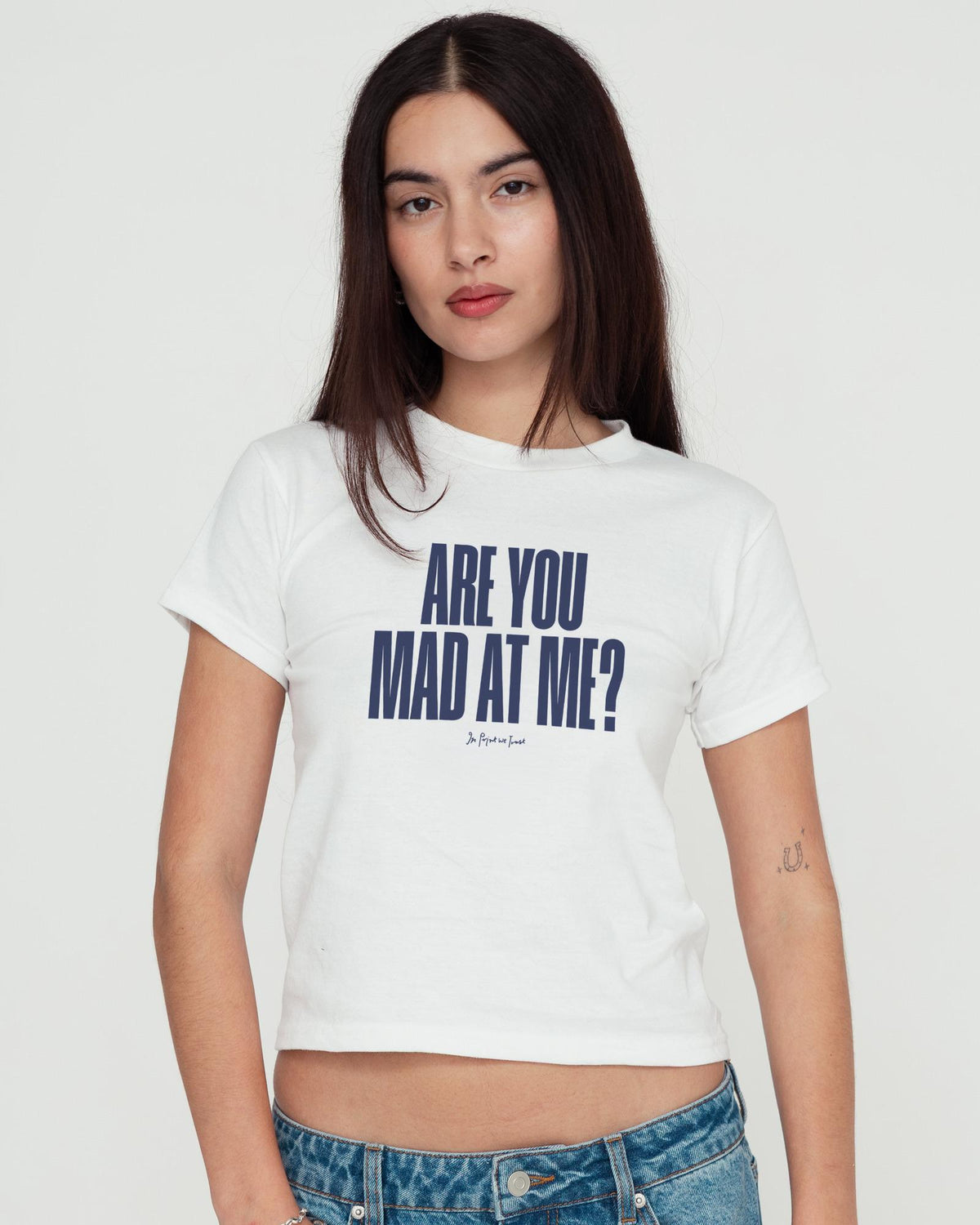 mad at me baby tee - In Print We Trust