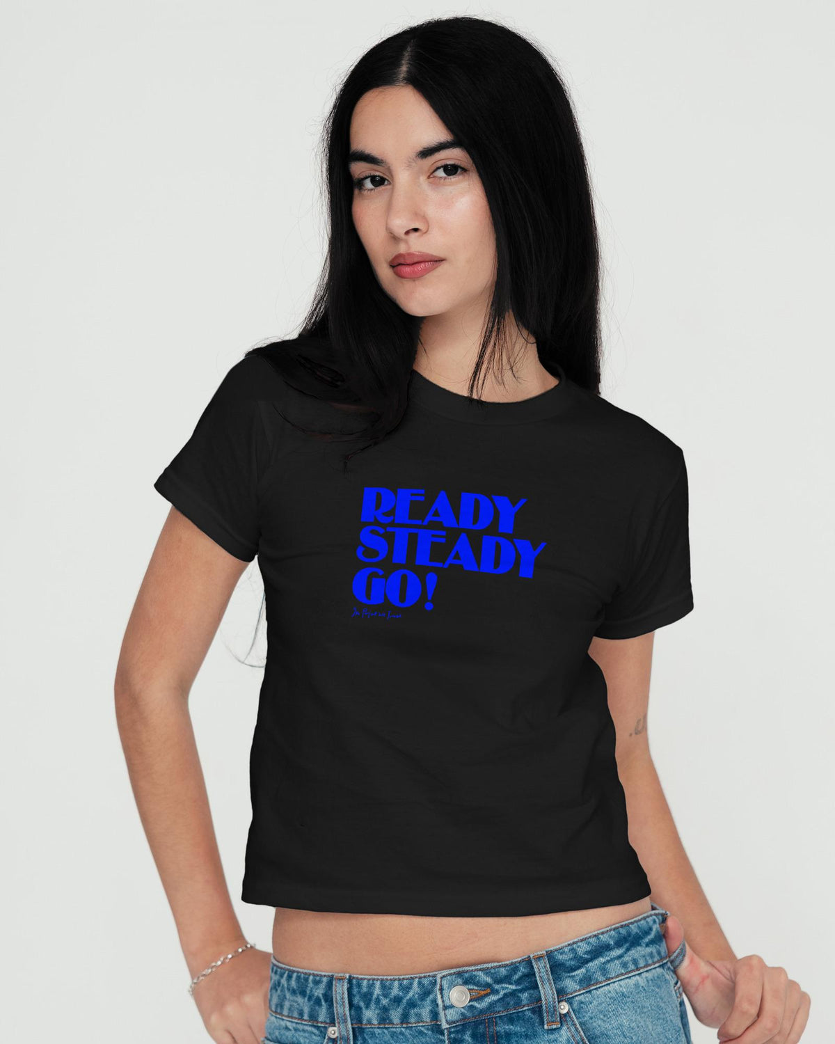 ready steady go! baby tee - In Print We Trust