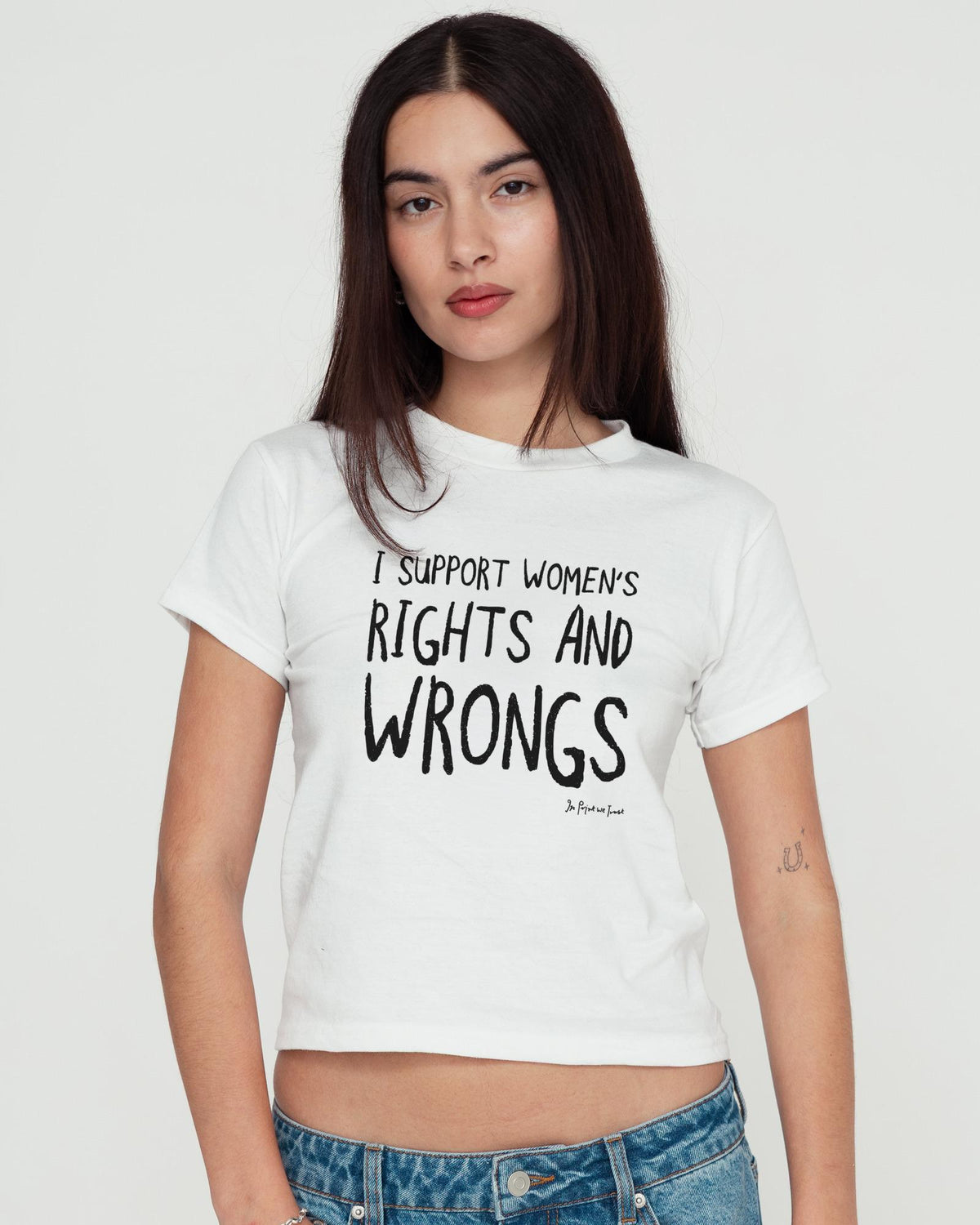 rights and wrongs baby tee - In Print We Trust