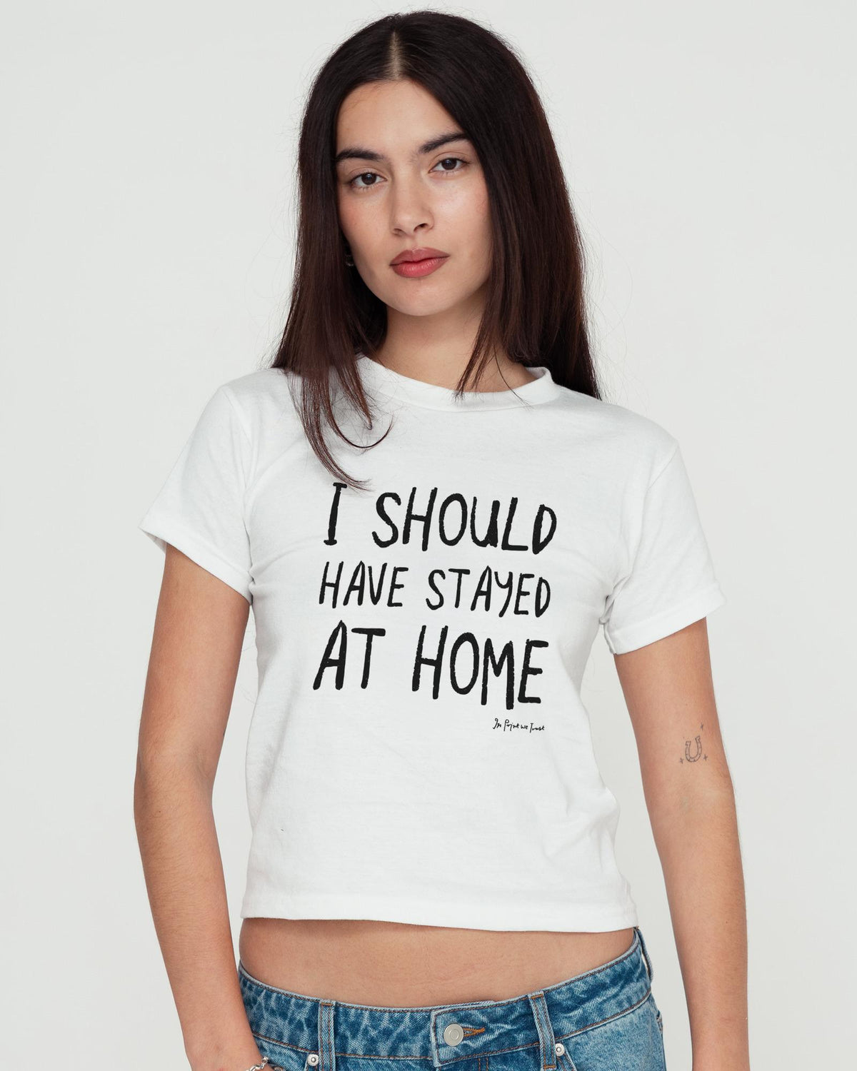 stayed at home baby tee - In Print We Trust