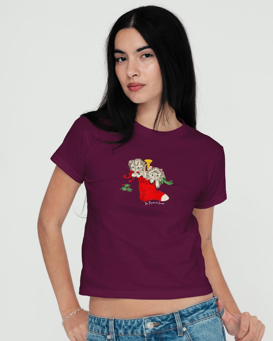 stocking baby tee - In Print We Trust