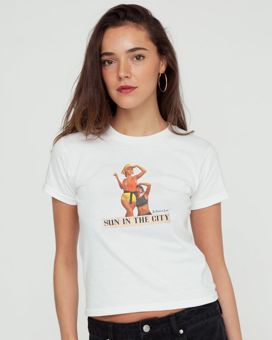 sun in the city baby tee - In Print We Trust