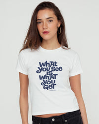 what you see baby tee - In Print We Trust