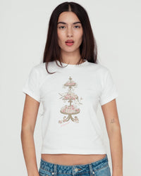 white doves baby tee - In Print We Trust
