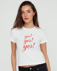 yes yes yes baby tee - In Print We Trust