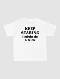 keep staring baby tee