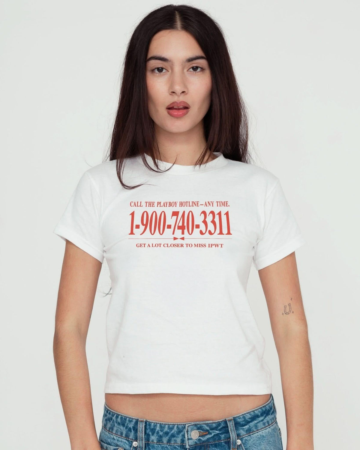 late night call baby tee - In Print We Trust