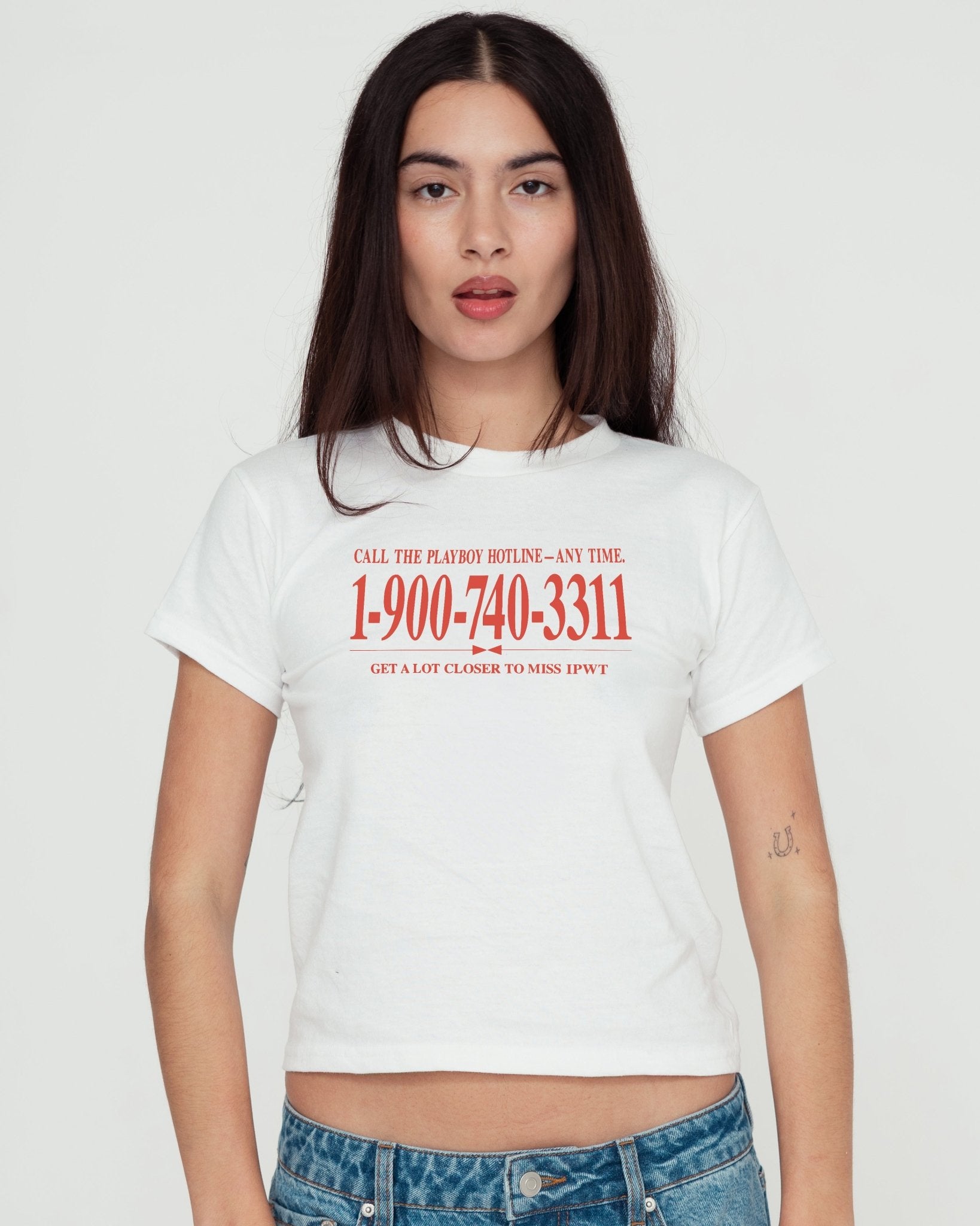 late night call baby tee - In Print We Trust