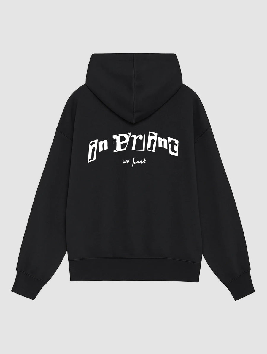 letterpress black hoodie - In Print We Trust