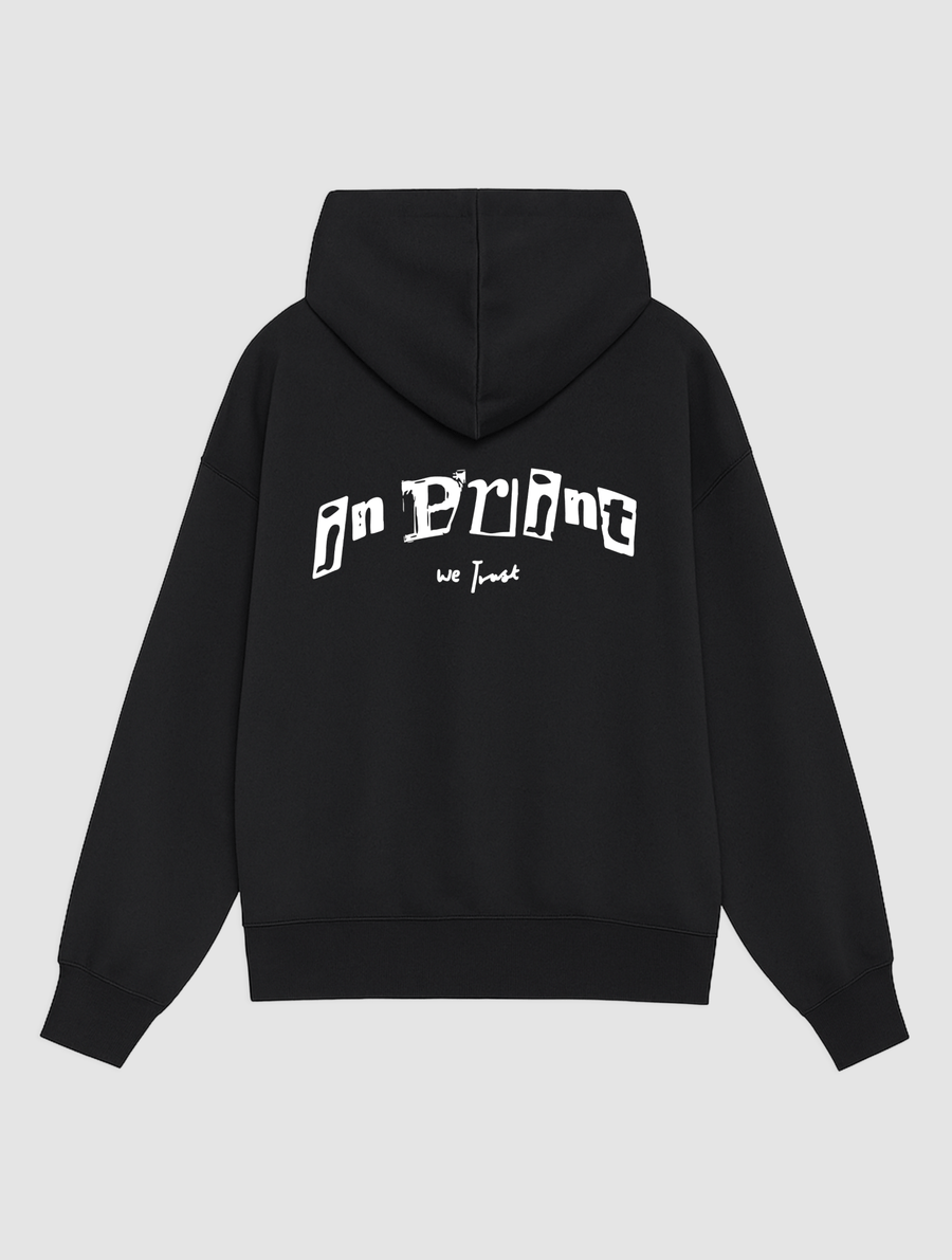letterpress black hoodie - In Print We Trust