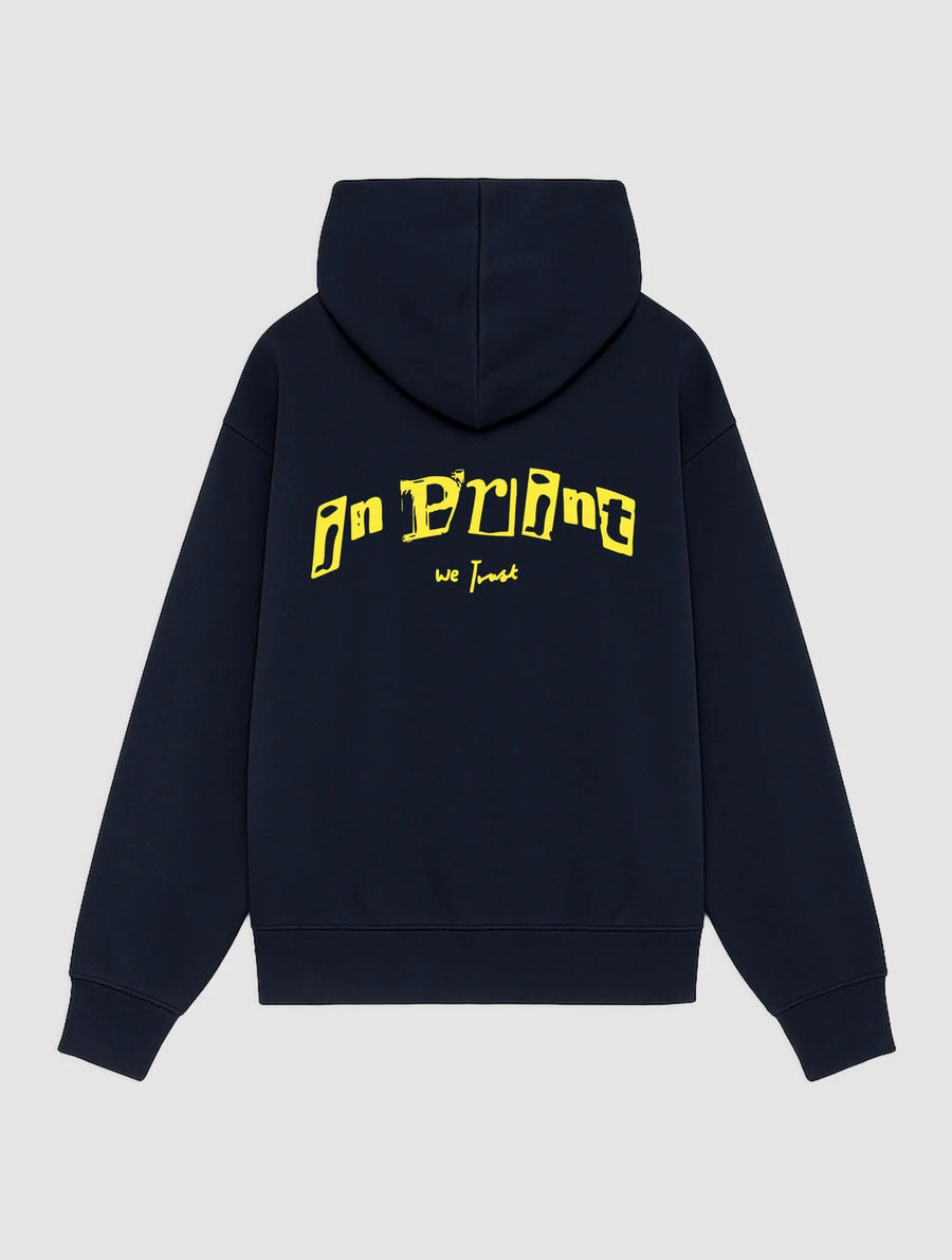 letterpress navy hoodie - In Print We Trust
