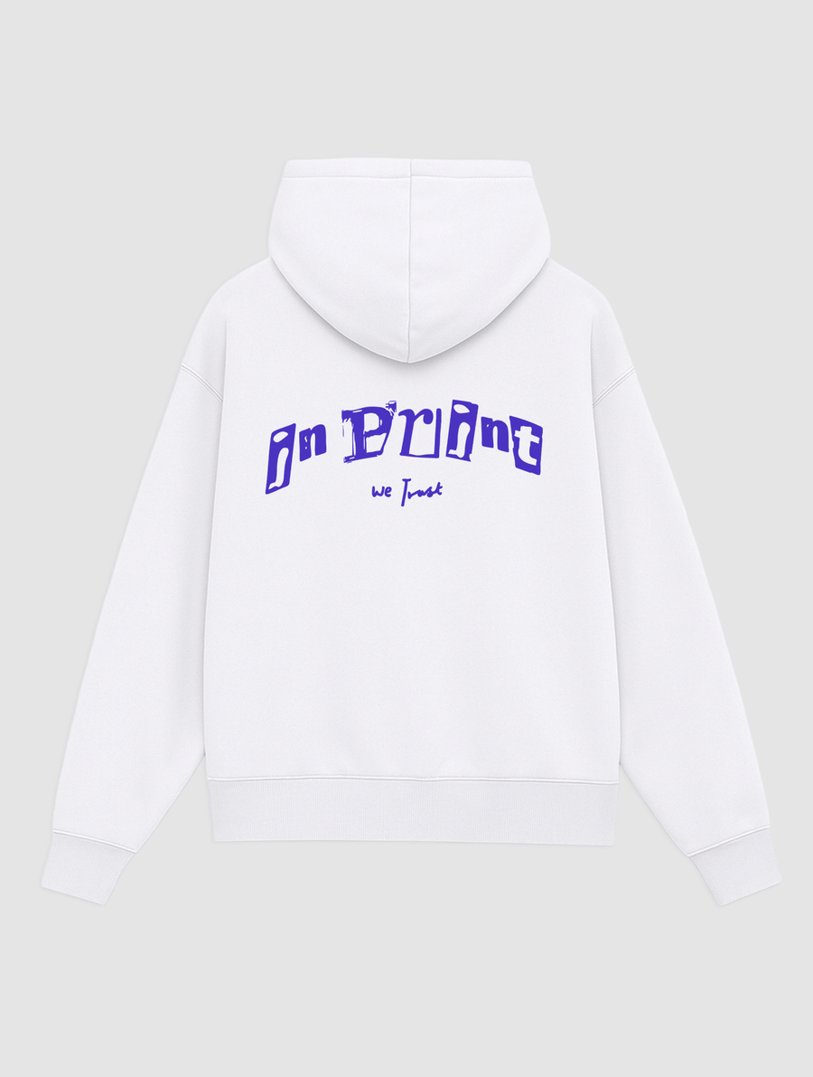 letterpress white hoodie - In Print We Trust