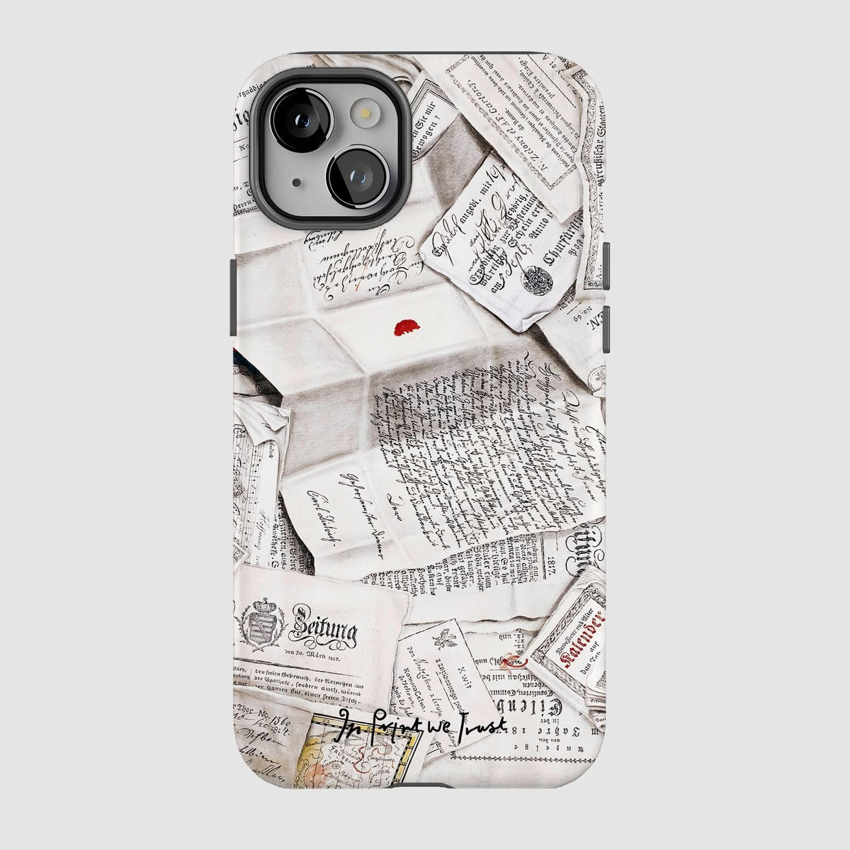 letters tough iPhone case - In Print We Trust