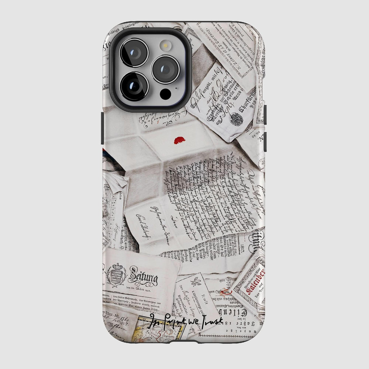 letters tough iPhone case - In Print We Trust